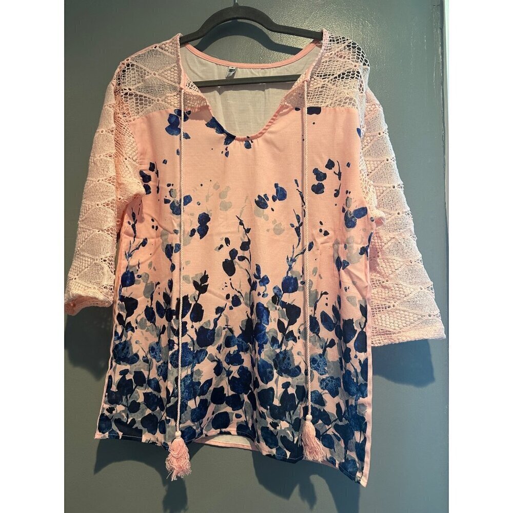 Misslook Tunic Top Women Small Pink Blue Boho Artsy Cottagecore barbiecore fairy